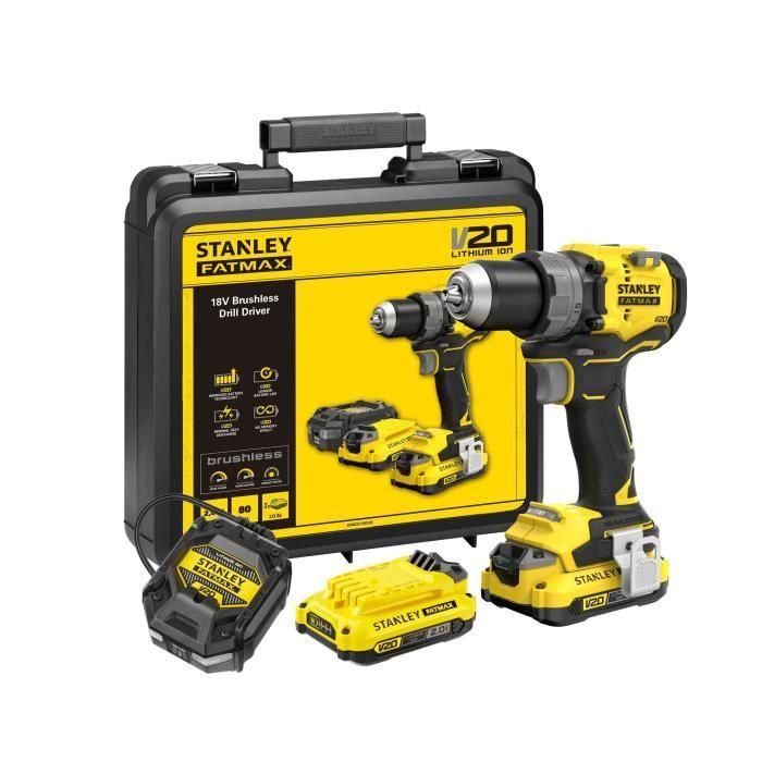 Taladro atornillador - STANLEY FATMAX - SFMCD725D2K-QW - 80 Nm - 18 V - 15 ajustes de par