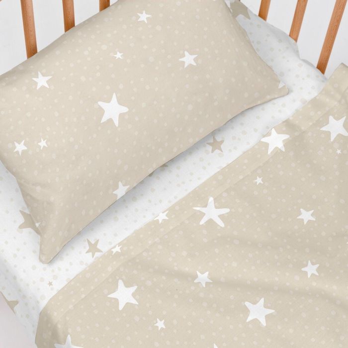 Juego de Sábanas HappyFriday Basic Kids Little star Beige Cuna de Bebé 2 Piezas 3