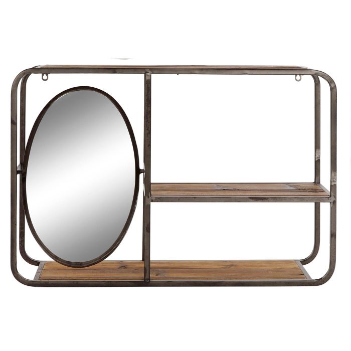 DKD Home Decor Estantería de Diseño Loft con 2 Estantes de Madera y Metal, Marrón Oscuro / Negro (Alto 50 x Ancho 73 x Profundo 19 cm)