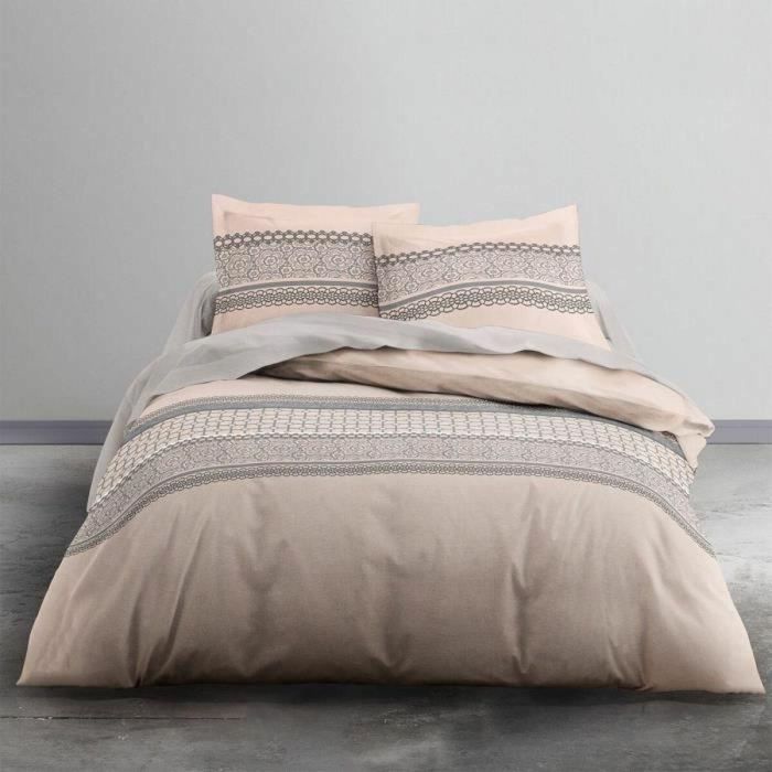 Today Rosalie Juego de Cama Algodón Superior 57 Hilos - Funda Nórdica 240x260 cm + 2 Fundas Almohada 65x65 cm Estampado Rosa