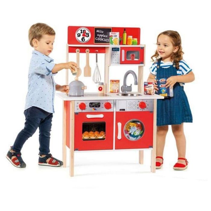 Molto Cocina de madera roja con 10 accesorios, ideal para niños a partir de 1 año (85,5x30x60 cm) 1 Molto Cocina de madera roja con 10 accesorios, ideal para niños a partir de 1 año (85,5x30x60 cm) 1