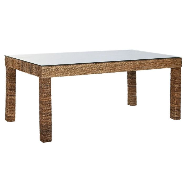 DKD Home Decor Banana 1c25 Mesa Comedor Natural con Tapa de Cristal Templado, 90x180x77 cm Desmontable DKD Home Decor Banana 1c25 Mesa Comedor Natural con Tapa de Cristal Templado, 90x180x77 cm Desmontable