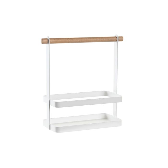 DKD Home Decor Organizador de Cocina Especiero Yamazaki 22 para Aceites y Especias de Metal y Pino, Colores Blanco Natural, 10x24x20 cm