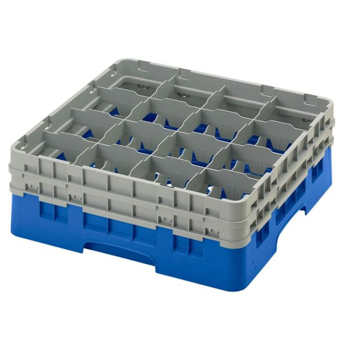 CAMBRO - 16S534-168 - Cesta de lavado 16 comp. 2 alturas - 10,9 cm Ø máx. - alt. máx. 14,9 cm - 50 x 50 x 18,4 cm - Azul