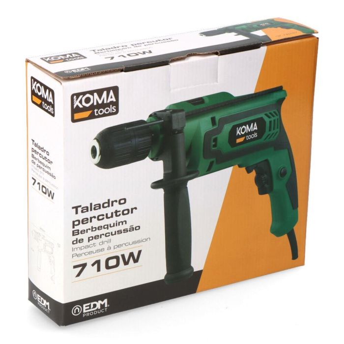 Koma Tools TP-710 Taladro Percutor 710W, Velocidad Regulable, 2 Funciones: Perforar y Martillar, Portabrocas Ø13mm Sin Llave 2