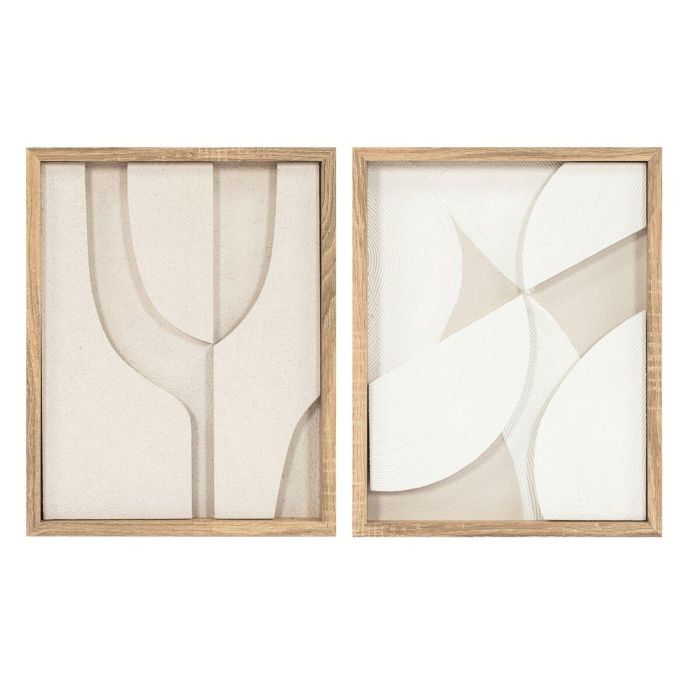 DKD Home Decor Cuadro Scandi Moderno con LED Blanco Natural 50x40 cm (Set de 2 Unidades)