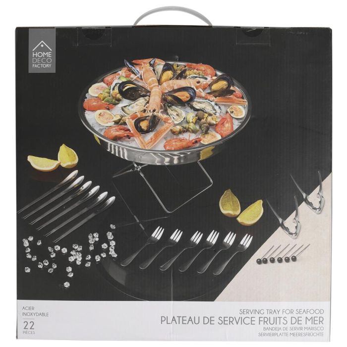 Home Deco Factory Juego De 22 Piezas Marisco Inoxidable - Cuchillo Ostras, Tenedores Ostras, Pinzas Crustáceos y Pinchos 1
