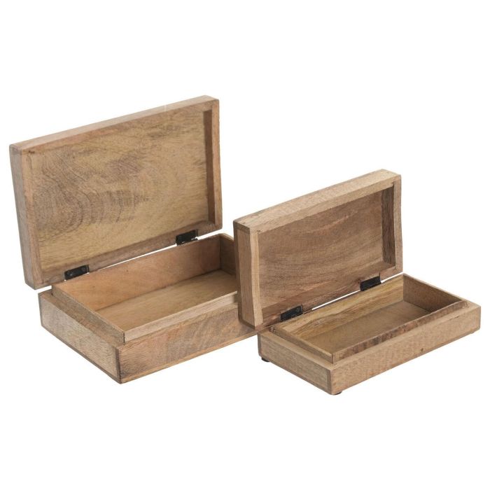 DKD Home Decor Joyero Marron Mango Astros 18 x 9 x 25.5 cm Set de 2 5