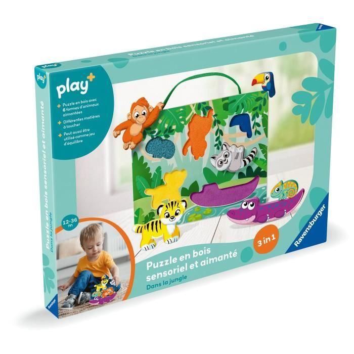 Ravensburger -PLAY+ - Puzzle sensorial y magnético de madera En la jungla - A partir de 1 año - Versión francesa - 34017 5 Ravensburger -PLAY+ - Puzzle sensorial y magnético de madera En la jungla - A partir de 1 año - Versión francesa - 34017 5