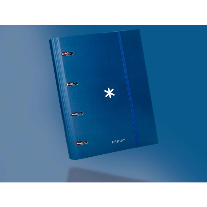 Antartik Carpeta con Recambio A4, 4 Anillas 40mm Redondas, Cuadro 5mm, 90gr, Azul Marino 9