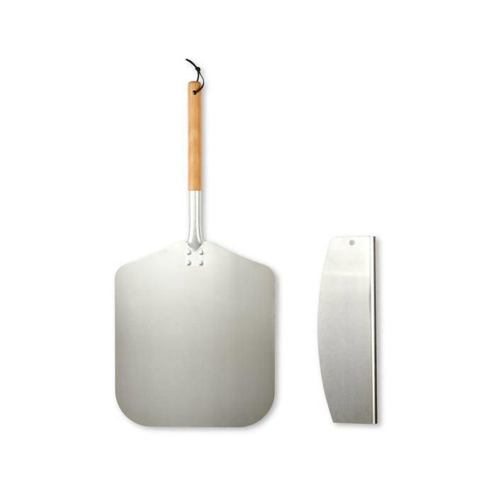 LIVOO MES149 - Juego de Pizza con Pala de Aluminio, Mango de Madera de Haya y Cuchillo de Pizza de Acero Inoxidable 2