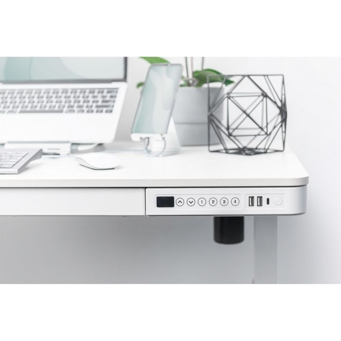 Schreibtisch elektrisch höhenverstellbar mit Schublade und USB-Ladestation 1200x600x120mm 50KG DIGITUS White 5 Schreibtisch elektrisch höhenverstellbar mit Schublade und USB-Ladestation 1200x600x120mm 50KG DIGITUS White 5