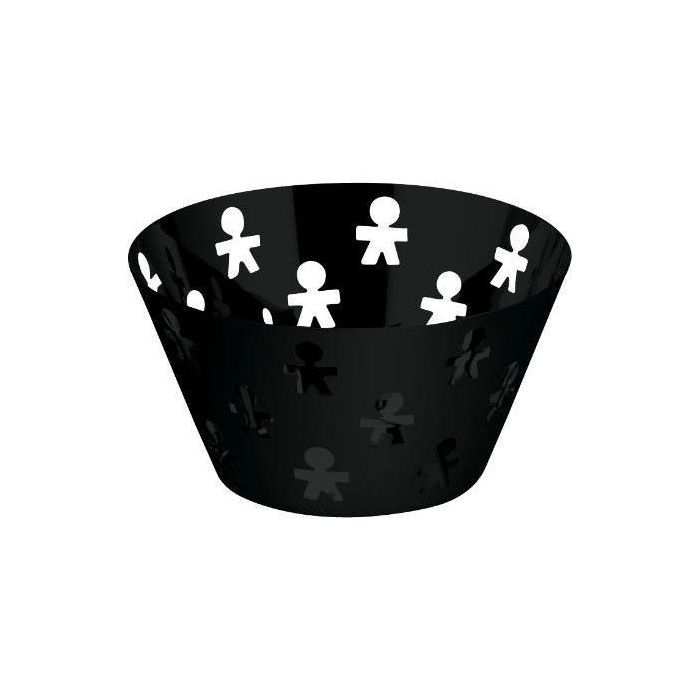 Alessi AKK05 B Cesto Redondo Girotondo Acero y Resina Negro 23cm Alessi AKK05 B Cesto Redondo Girotondo Acero y Resina Negro 23cm