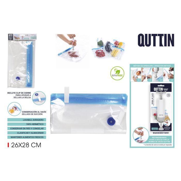 Set de 5 bolsas para comida al vacío 26x28 cm Quttin (24 Cajas) Set de 5 bolsas para comida al vacío 26x28 cm Quttin (24 Cajas)