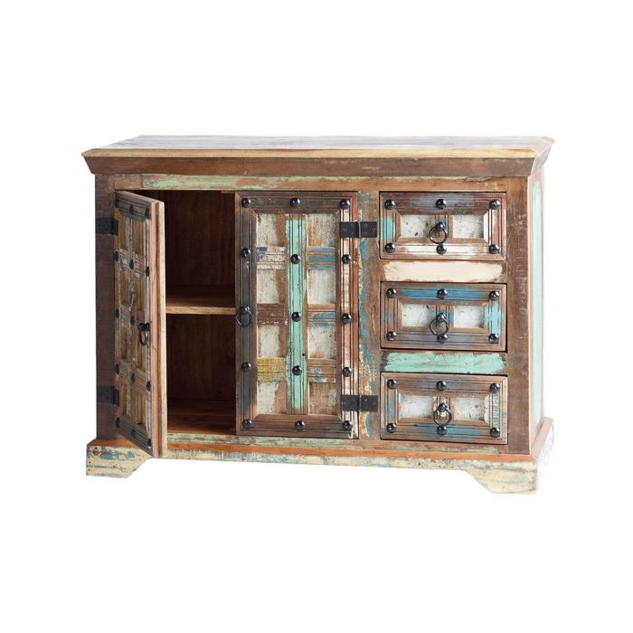 Giner Y Colomer Aparador Madera Reciclada Multicolor 80x110 cm 2 Puertas 3 Cajones 1 Giner Y Colomer Aparador Madera Reciclada Multicolor 80x110 cm 2 Puertas 3 Cajones 1
