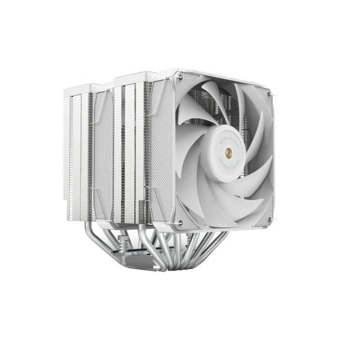 Mars Gaming MCPU-XU6 Disipador de CPU Doble Torre, 6 Heatpipes HCT ULTRA, TDP 350W, 2 Ventiladores PWM 120mm FDB, Blanco, Compatible Intel/AMD