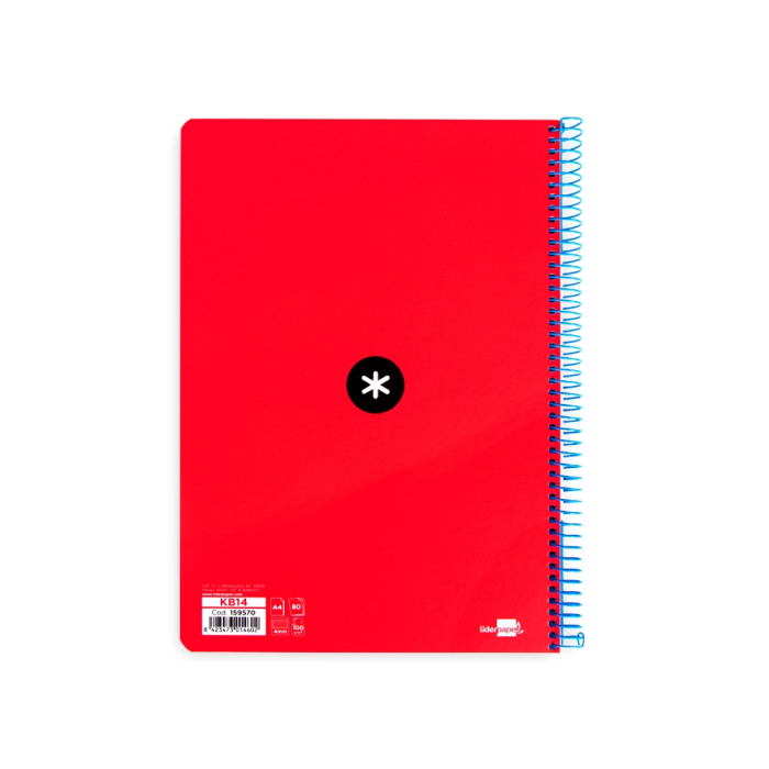 Antartik Cuaderno espiral A4 tapa dura 80 hojas 90gr cuadro 4mm con margen color rojo 2