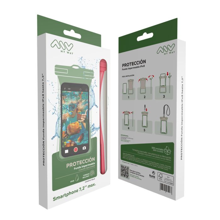 myway funda acuática universal Floating IPx8 hasta 7,2" rosa 2 myway funda acuática universal Floating IPx8 hasta 7,2" rosa 2