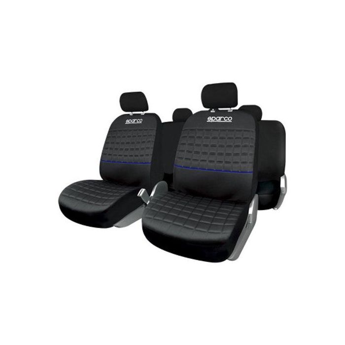 Abc SPC1042AZ Juego Completo Fundas Asiento Lazio Negras y Azules 11 Piezas Compatible Airbag Trasera Partida 1/3 2/3 Poliéster Abc SPC1042AZ Juego Completo Fundas Asiento Lazio Negras y Azules 11 Piezas Compatible Airbag Trasera Partida 1/3 2/3 Poliéster