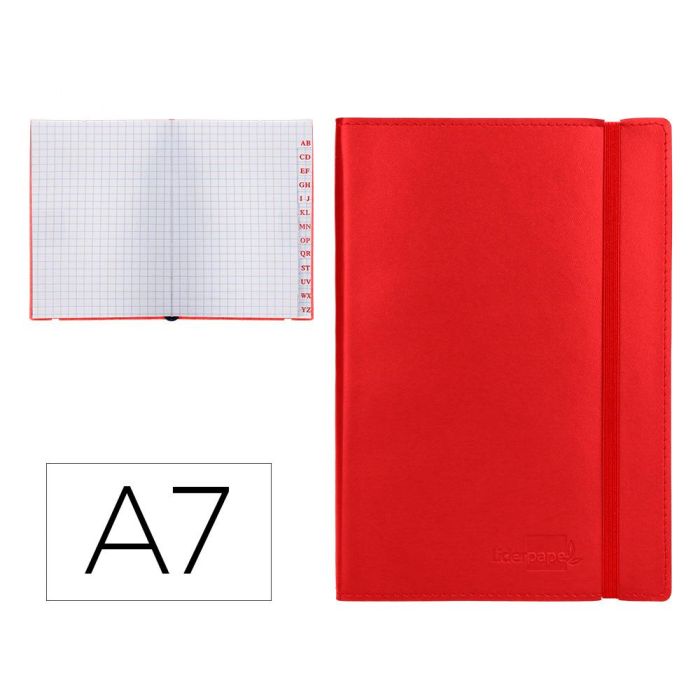 Libreta Indice Liderpapel Similpiel A7 120 Hojas 70 gr-M2 Color Rojo