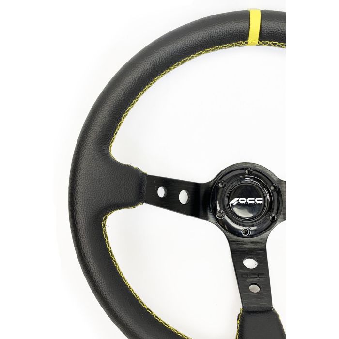 Occ Motorsport Volante Track OCCVOL004 Desplazado Piel Artificial Brazos Negros 350mm Deportivo 1