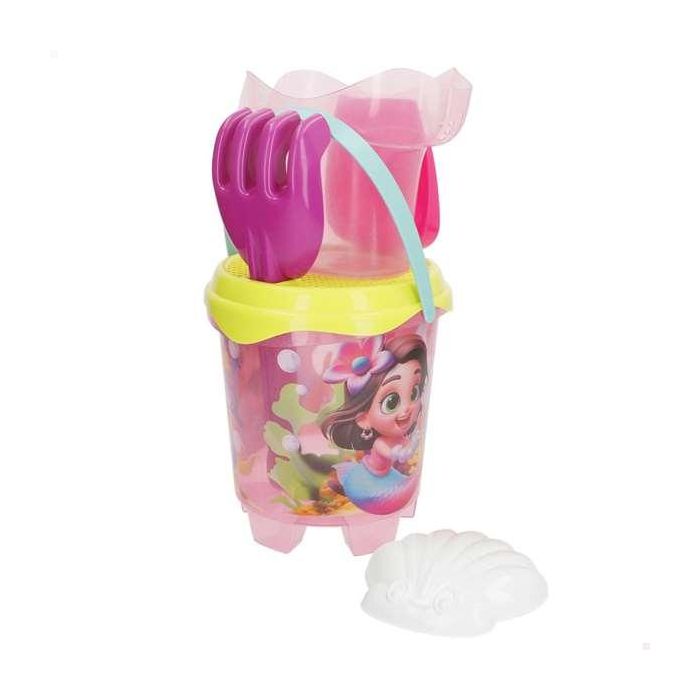 Cubo de playa castillo perla del mar diametro18 cm con pala,rastrillo y regadera. 1 Cubo de playa castillo perla del mar diametro18 cm con pala,rastrillo y regadera. 1