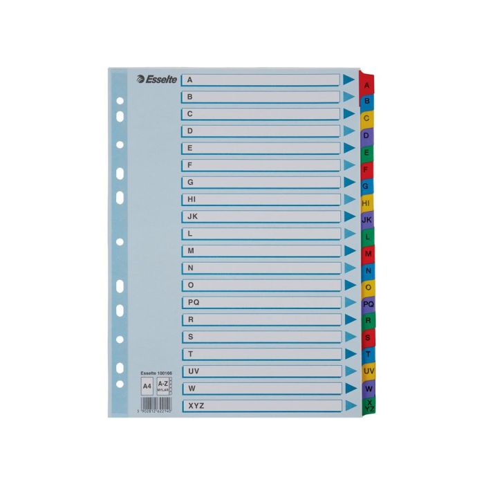 Separador Alfabetico Esselte Cartulina Mylar A-Z Din A4 Multitaladro 10 unidades