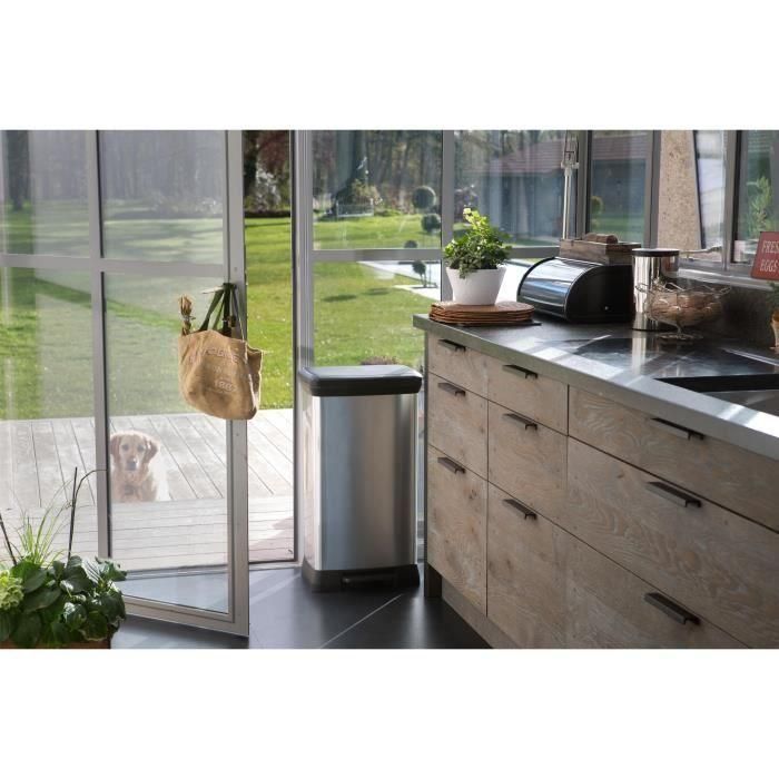 Curver Cubo de basura con pedal de 50L, aspecto metálico, de plástico reciclado 4 Curver Cubo de basura con pedal de 50L, aspecto metálico, de plástico reciclado 4