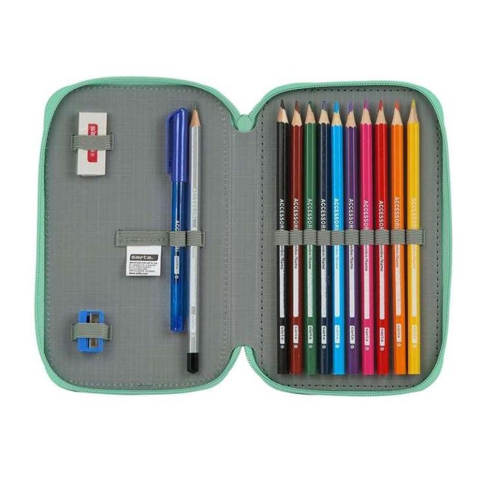 Safta Plumier Escolar Blackfit8 Turquesa, Estuche Completo de Lápices y Material con Doble Cremallera, 28 Piezas Incluidas, 125x40x195 mm 2 Safta Plumier Escolar Blackfit8 Turquesa, Estuche Completo de Lápices y Material con Doble Cremallera, 28 Piezas Incluidas, 125x40x195 mm 2