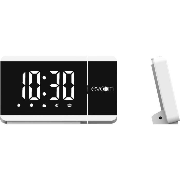 Despertador proyector - EVOOM - EV304588 - Blanco - Radio FM - 2 alarmas - Proyección de la hora 1 Despertador proyector - EVOOM - EV304588 - Blanco - Radio FM - 2 alarmas - Proyección de la hora 1