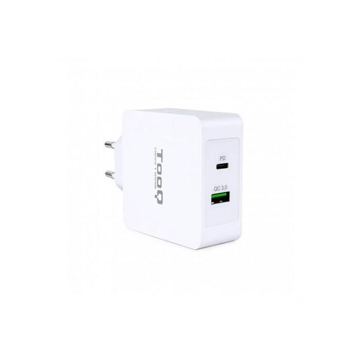 TooQ TQWC-2SC03WT Cargador de Pared 48W con Doble Puerto USB-C Power Delivery y USB-A Quick Charge 3.0 Blanco 1
