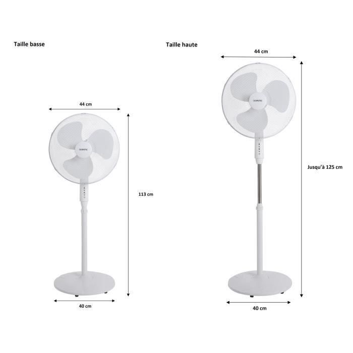 OCEANIC Ventilador de pie - 45 W - Ø 44 cm - 3 velocidades - Oscilante - Inclinable - Blanco 2