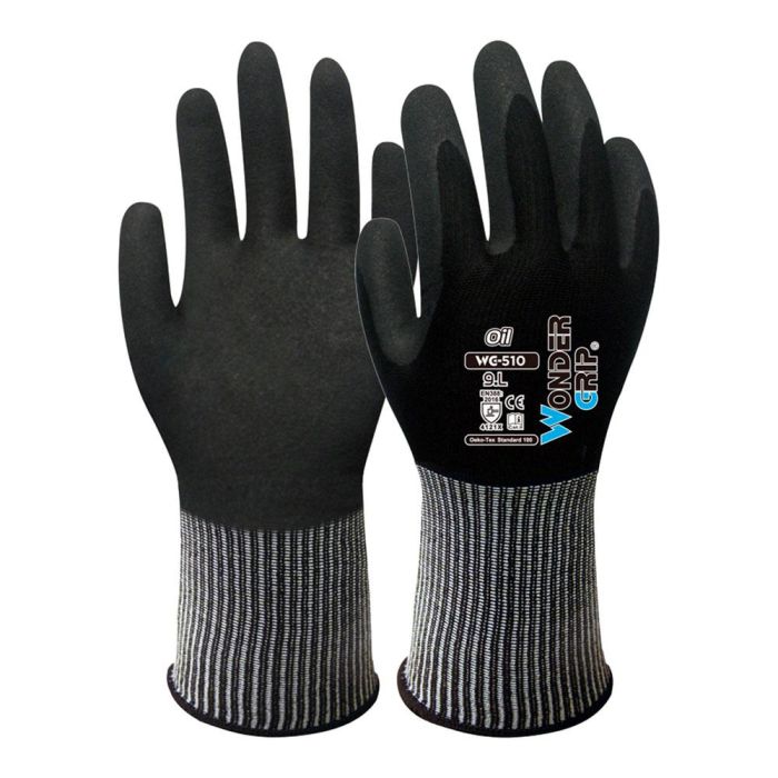 Wonder Grip Guante Nailon Spandex, Palma Doble Recubrimiento Nitrilo, Agarre Superior en Mojado/Aceite, Resistente a la Abrasión, Talla 7 Wonder Grip Guante Nailon Spandex, Palma Doble Recubrimiento Nitrilo, Agarre Superior en Mojado/Aceite, Resistente a la Abrasión, Talla 7