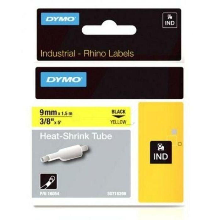 Cinta Laminada para Rotuladoras Rhino Dymo ID1-9 Amarillo Negro 9 x 1,5 mm (5 Unidades) 1