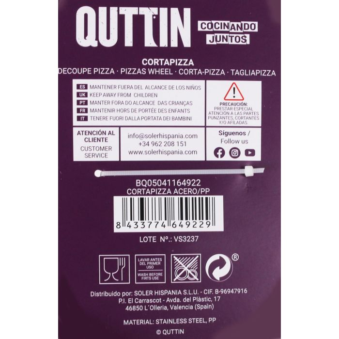 Cortapizza de Acero y PP Quttin - PRB-144 (12 Unidades) 4 Cortapizza de Acero y PP Quttin - PRB-144 (12 Unidades) 4