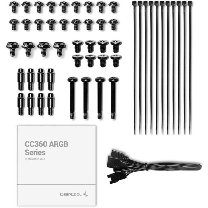 DeepCool CC360 ARGB Mini Tower PC Negro, compatible micro ATX/Mini-ITX con ventana lateral y filtro anti-polvo 5