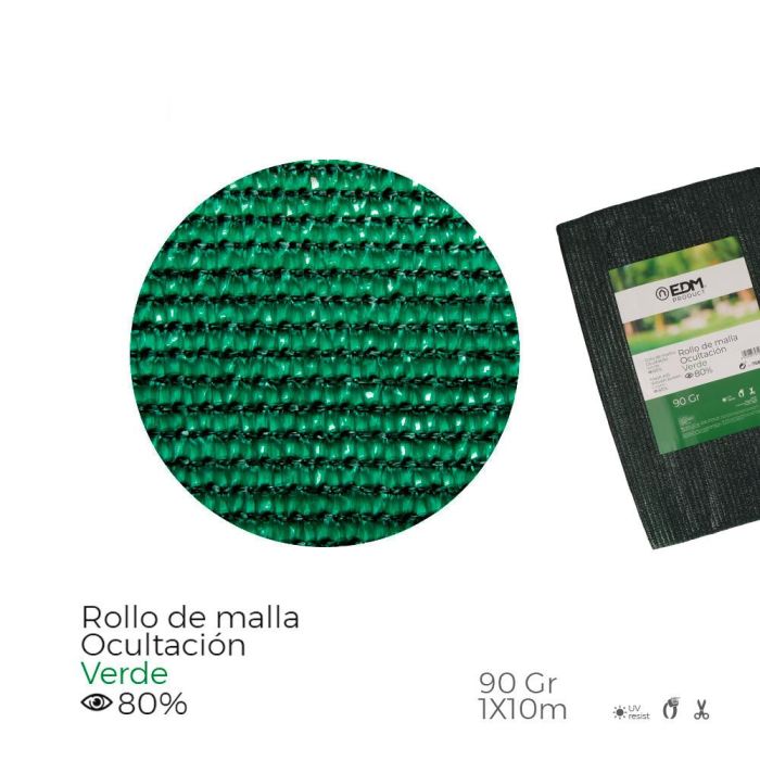 Malla plegada de ocultacion color verde 90 g 1x10m edm