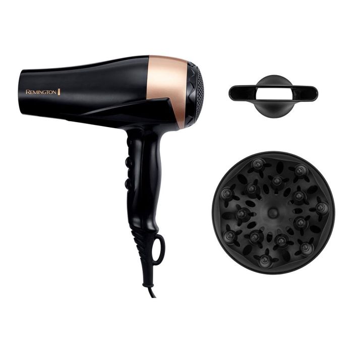 Remington Eclat Brillance D6098 Secador de Pelo Iónico 2200W, Cerámica, 3 Temperaturas, 2 Velocidades, Negro/Dorado 1 Remington Eclat Brillance D6098 Secador de Pelo Iónico 2200W, Cerámica, 3 Temperaturas, 2 Velocidades, Negro/Dorado 1