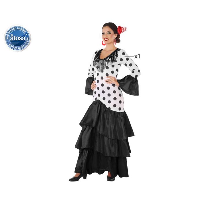 Disfraz Flamenca Sevillana Blanco Negro Mujer Adulto XS-S Disfraz Flamenca Sevillana Blanco Negro Mujer Adulto XS-S