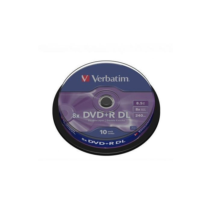 Verbatim DVD+R Doble Capa 8.5GB 8X 10 Unidades Spindle Superficie Matt Silver Verbatim DVD+R Doble Capa 8.5GB 8X 10 Unidades Spindle Superficie Matt Silver