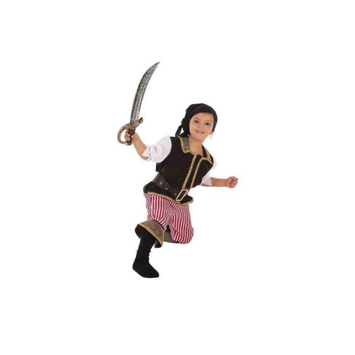 Creaciones Llopis Disfraz infantil Bucanero Caribe para niños de 3 a 5 años (Talla ropa 4-6 años) con chaqueta, pantalón y accesorios de pirata