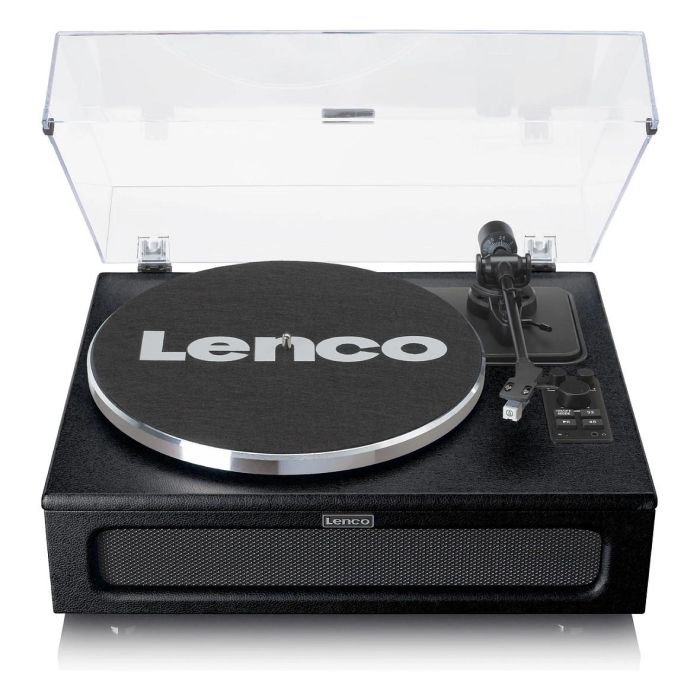 Lenco LS-430BK Tocadiscos de tracción por correa con Bluetooth 5.0 y Altavoces, 33/45 RPM, Imitación Piel, Negro 1