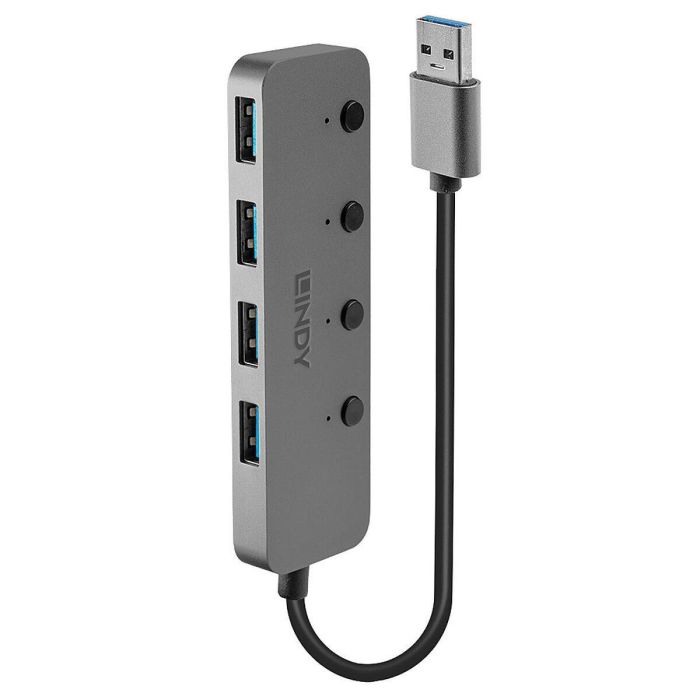 Hub USB LINDY Negro Gris (1 unidad)