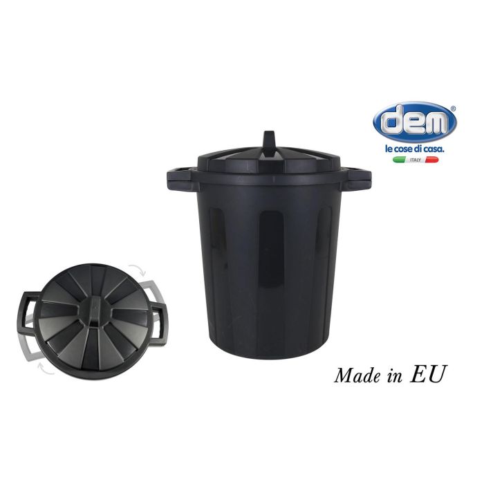 Cubo de Basura con Tapa 50L Negro - Dem (3 Unidades) Cubo de Basura con Tapa 50L Negro - Dem (3 Unidades)