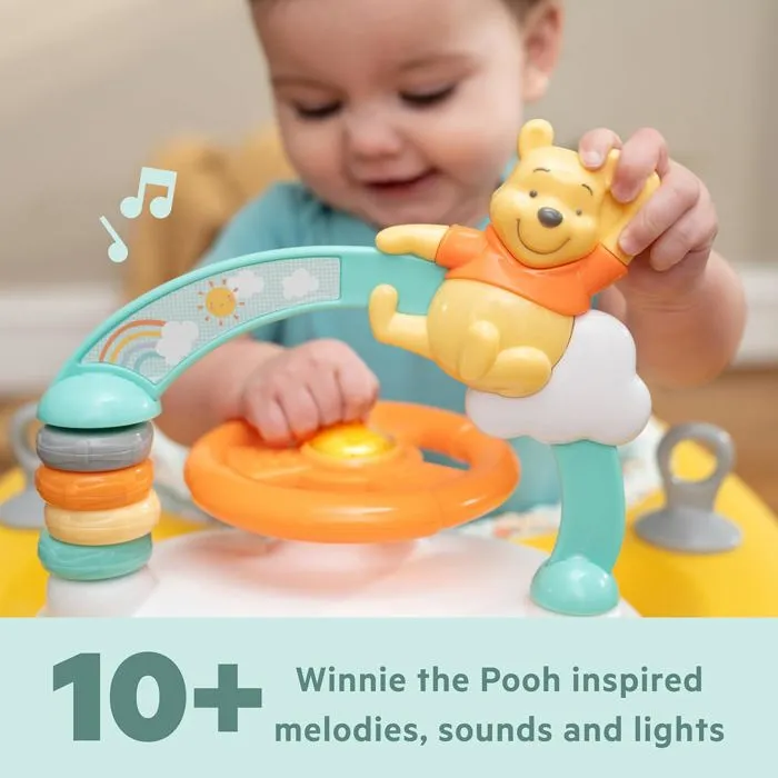 Bright Starts Andador de Actividades para Bebé Disney Baby Winnie, 2 en 1, Plegable, con Música y Luces, Altura Ajustable - AABVA72018
