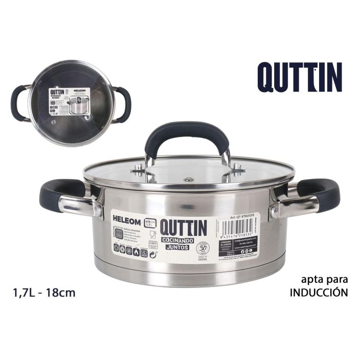 Quttin Cacerola de Acero Inoxidable 18 cm 1.7L con Tapa (6 Unidades) 0 Quttin Cacerola de Acero Inoxidable 18 cm 1.7L con Tapa (6 Unidades) 0