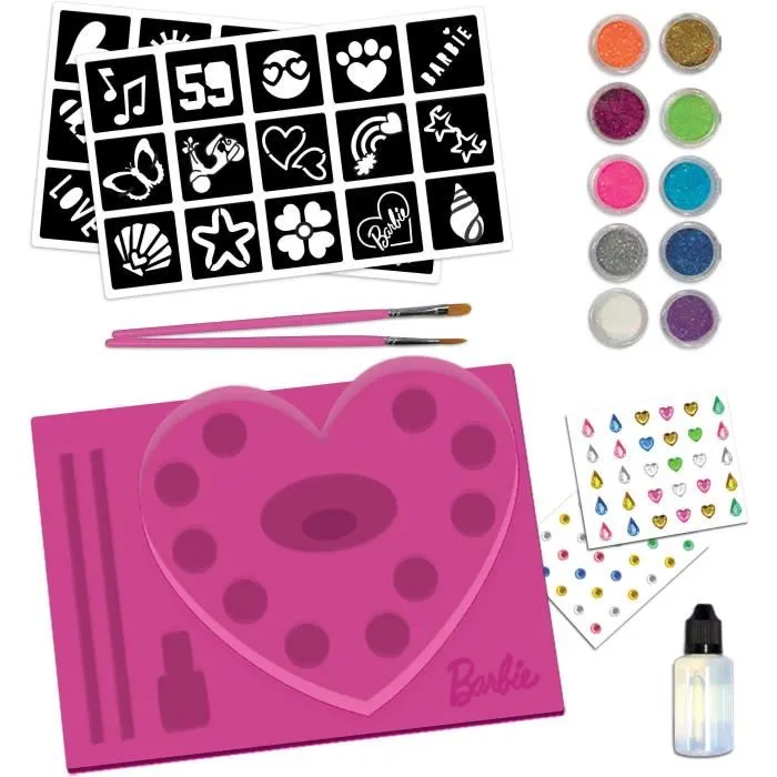 Lisciani Giochi Kit de Tatuajes con Purpurina de Barbie - Crea Tatuajes Coloridos y Brillantes 1