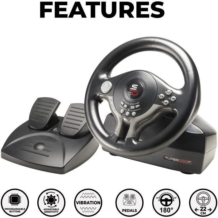 Subsonic Volante de Conducción Universal Cableado con Pedales y Paletas 180° Compatible Switch, PS4, Xbox One, PC 2 Subsonic Volante de Conducción Universal Cableado con Pedales y Paletas 180° Compatible Switch, PS4, Xbox One, PC 2