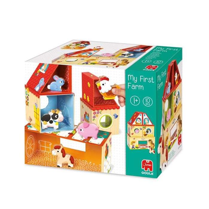 Juego construcción de madera mi primera granja goula, con 10 piezas para apilar y construir 1 Juego construcción de madera mi primera granja goula, con 10 piezas para apilar y construir 1
