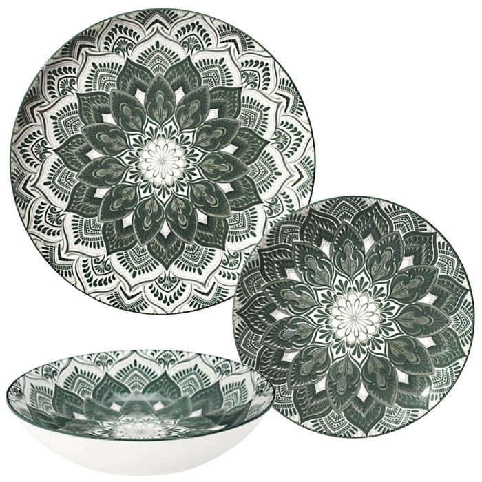 Vajilla 12 Piezas Mandala Verde Home Deco Factory 0 Vajilla 12 Piezas Mandala Verde Home Deco Factory 0